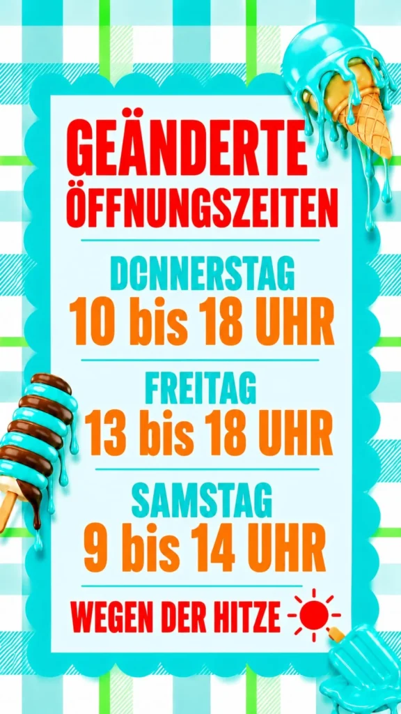 geänderte öffnungszeiten